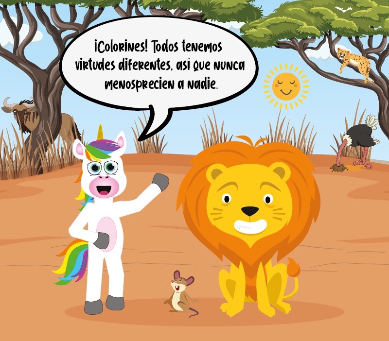 Colorin cuenta El león y el ratón para niños