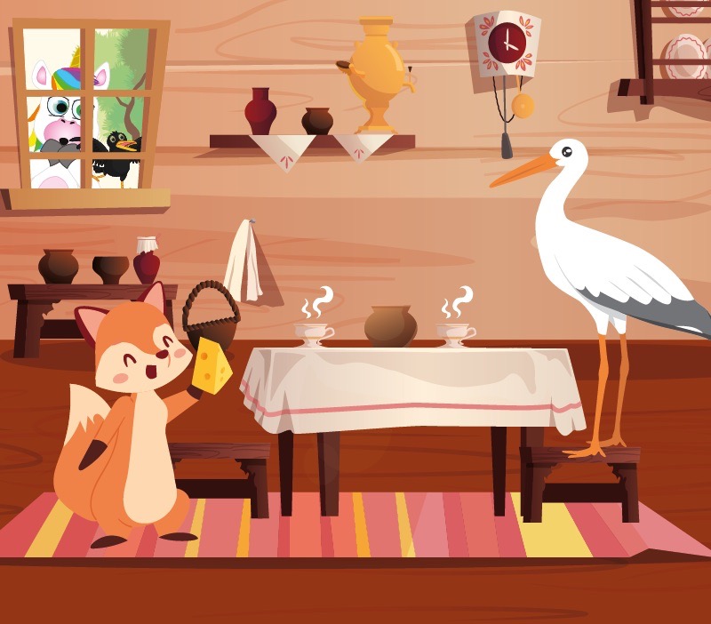 Fábula El zorro y la cigüeña para niños