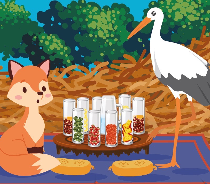 Fábula El zorro y la cigüeña para niños