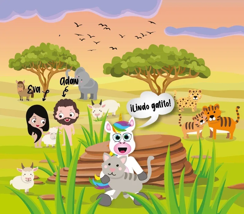 Colorin cuenta Adán y Eva para niños