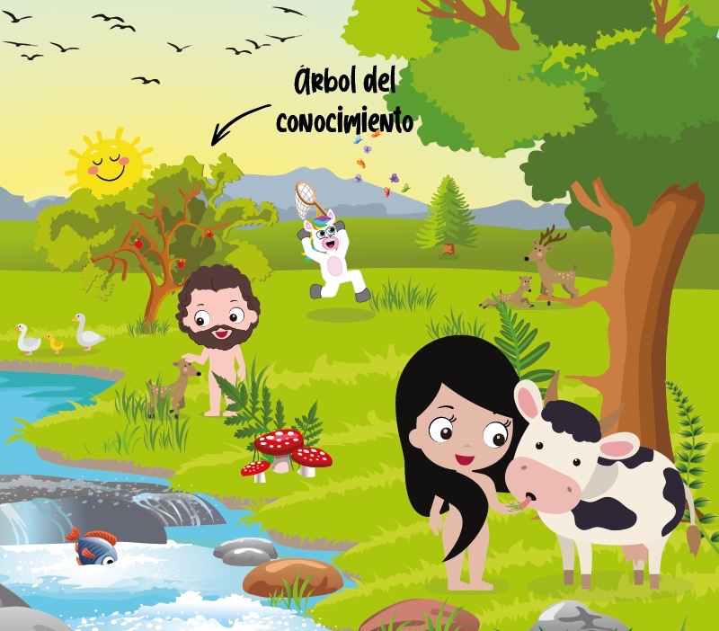 Colorin cuenta Adán y Eva para niños