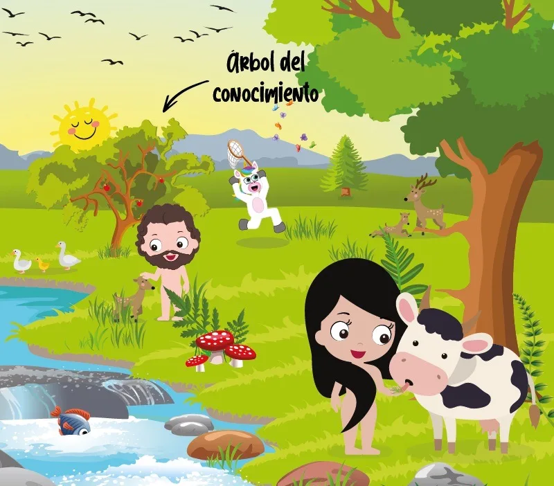 Colorin cuenta Adán y Eva para niños