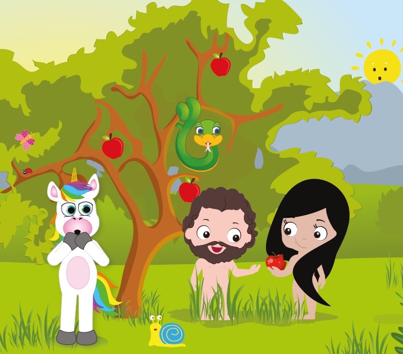 Colorin cuenta Adán y Eva para niños