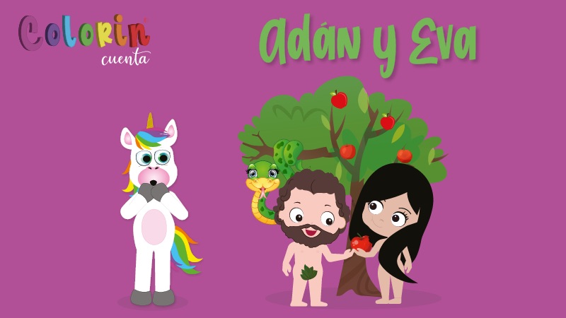 Colorin cuenta Adán y Eva para niños